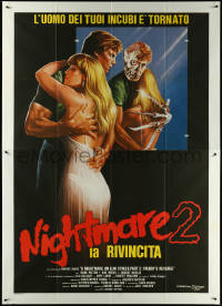 5y0293 NIGHTMARE ON ELM STREET 2 Italian 2p 1986 Matthew Peak art with Freddy Krueger in mirror!