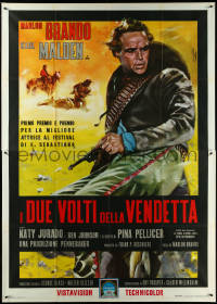 5y0295 ONE EYED JACKS Italian 2p 1961 different Enzo Nistri art of Marlon Brando with gun!