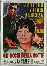 5y0312 WAIT UNTIL DARK Italian 2p R1970s different Serafini art of blind Audrey Hepburn & Alan Arkin!