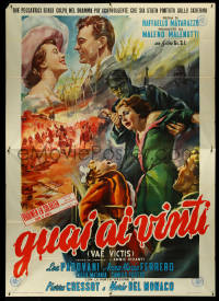 5y0596 GUAI AI VINTI Italian 4p 1954 great montage artwork by Carlantonio Longi, ultra rare!