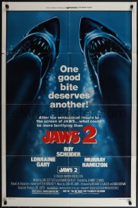 5y1213 JAWS 2 1sh R1980 Roy Scheider, one good bite deserves another, what could be more terrifying!