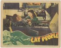 5y0771 CAT PEOPLE LC 1942 sexy Simone Simon on floor by Kent Smith laying on couch, ultra rare!