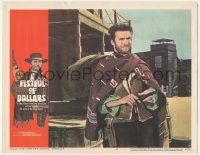 5y0784 FISTFUL OF DOLLARS LC #8 1967 best close up of Clint Eastwood with sirape & gun, classic!