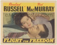 5y0785 FLIGHT FOR FREEDOM LC 1943 best romantic close up of Rosalind Russell & Fred MacMurray!