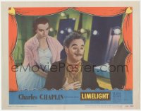 5y0816 LIMELIGHT LC #2 1952 close up of sad Charlie Chaplin & pretty Claire Bloom in dressing room!