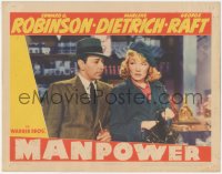 5y0831 MANPOWER LC 1941 great close up of George Raft behind Marlene Dietrich in store, Raoul Walsh!