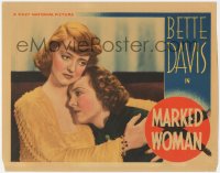 5y0832 MARKED WOMAN LC 1937 close up of prostitute/hostess Bette Davis comforting Jane Bryan, rare!