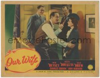 5y0866 OUR WIFE LC 1941 happy Ruth Hussey with Melvyn Douglas, Charles Coburn & John Hubbard!