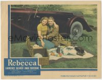 5y0888 REBECCA LC 1940 Laurence Olivier & Joan Fontaine having picnic by car, Hitchcock, ultra rare!