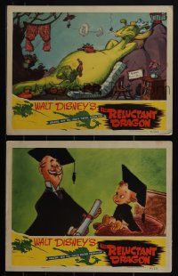 5y0999 RELUCTANT DRAGON 2 LCs 1941 Walt Disney, dragon relaxing at home and student with professor!