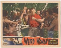 5y0958 WEIRD WOMAN LC R1952 South Seas natives hold back angry Lon Chaney Jr., Inner Sanctum Mystery!