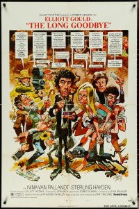 5y1240 LONG GOODBYE style C 1sh 1973 Elliott Gould as Philip Marlowe, great Jack Davis artwork!