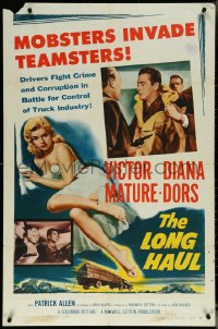 5y1241 LONG HAUL 1sh 1957 super sexy full-length Diana Dors, Victor Mature, truck drivers!