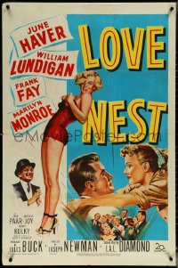 5y1247 LOVE NEST 1sh 1951 full-length art of sexy Marilyn Monroe, William Lundigan, June Haver!