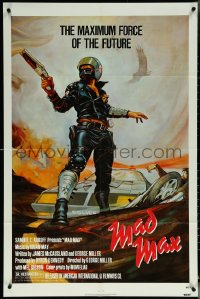 5y1248 MAD MAX 1sh R1983 Garland art of wasteland cop Mel Gibson, George Miller action classic!