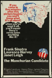 5y1258 MANCHURIAN CANDIDATE 1sh 1962 cool art of Frank Sinatra, directed by John Frankenheimer!