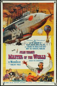 5y1262 MASTER OF THE WORLD 1sh 1961 Jules Verne, Vincent Price, cool art of enormous flying machine!