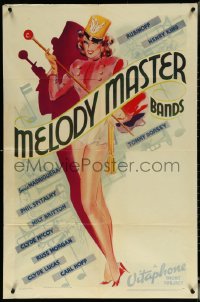 5y1266 MELODY MASTER BANDS 1sh 1932 Vitaphone, great full-length art of sexy female band major!