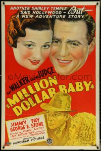 5y1270 MILLION DOLLAR BABY 1sh 1934 Jimmy Fay wins contest as a new Shirley Temple, ultra rare!