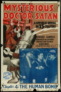 5y1286 MYSTERIOUS DOCTOR SATAN chapter 4 1sh 1940 Republic serial, masked hero vs. funky robot!