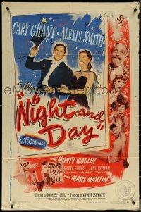 5y1291 NIGHT & DAY 1sh 1946 Cary Grant as gay songwriter Cole Porter loves sexy Alexis Smith!