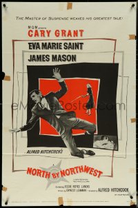 5y1297 NORTH BY NORTHWEST 1sh 1959 Alfred Hitchcock classic with Cary Grant & Eva Marie Saint!