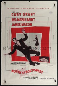 5y1298 NORTH BY NORTHWEST 1sh R1962 Cary Grant, Eva Marie Saint, Alfred Hitchcock classic!