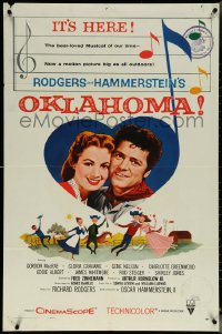 5y1299 OKLAHOMA 1sh 1956 Shirley Jones, MacRae, Rodgers & Hammerstein, incredibly rare RKO version!