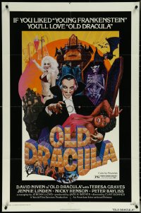 5y1300 OLD DRACULA 1sh 1975 Vampira, David Niven as Dracula, Clive Donner, wacky horror art!