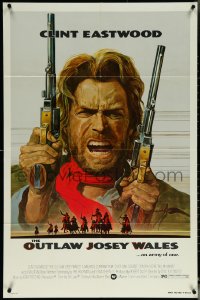 5y1308 OUTLAW JOSEY WALES studio style 1sh 1976 Clint Eastwood is an army of one, Roy Anderson art!