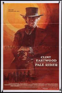 5y1314 PALE RIDER int'l 1sh 1985 iconic different art of cowboy Clint Eastwood by David Grove!