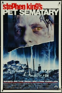 5y1319 PET SEMATARY 1sh 1989 Stephen King's best selling thriller, cool graveyard image!