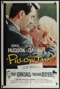 5y1325 PILLOW TALK 1sh 1959 bachelor Rock Hudson loves pretty career girl Doris Day, romantic art!