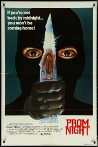 5y1330 PROM NIGHT 1sh 1980 Jamie Lee Curtis, wild horror art by Mexican artist Macario 'Mac' Gomez!