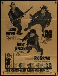 5y1344 RIO BRAVO 1sh R1960s looks like the first release one-sheet, but printed on brown paper!