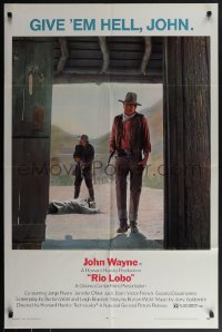 5y1345 RIO LOBO 1sh 1971 Howard Hawks, Jack Elam, Give 'em Hell, John Wayne!