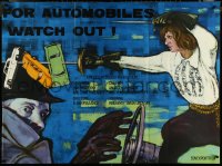 5y0161 WATCH OUT FOR THE AUTOMOBILE export Russian 33x44 1966 Eldar Ryazanov, cool art, rare!