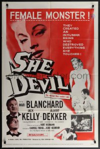 5y1370 SHE DEVIL 1sh 1957 sexy inhuman female monster who destroyed everything she touched!