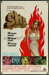 5y1369 SHE 1sh 1965 Hammer fantasy, sexy Ursula Andress must be possessed, she must be obeyed!