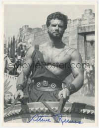 5y0129 STEVE REEVES signed 9x11 REPRO photo 1980s best close portrait as Hercules riding on chariot!