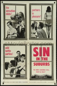 5y1374 SIN IN THE SUBURBS 1sh 1962 Joseph W. Sarno directed, wild bottle parties!