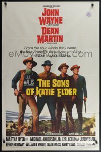 5y1388 SONS OF KATIE ELDER 1sh 1965 line up of John Wayne, Dean Martin & more + Martha Hyer!