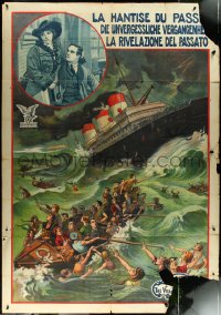 5y0162 MEMORIES THAT HAUNT 55x78 special poster 1914 author surviving Titanic-like sinking, rare!