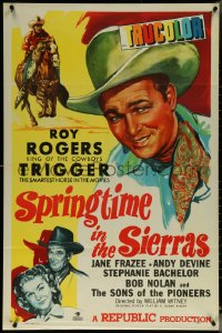 5y1393 SPRINGTIME IN THE SIERRAS 1sh 1947 art of Roy Rogers, Trigger, Andy Devine & Jane Frazee!