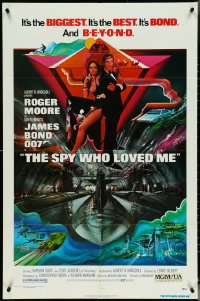 5y1394 SPY WHO LOVED ME 1sh 1977 great art of Roger Moore as James Bond by Bob Peak!