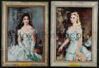 5y0250 RAINTREE COUNTY 2 14x19 Italian standees 1958 Bassford art of Liz Taylor & Eva Marie Saint!