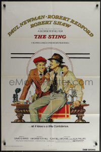 5y1401 STING 1sh 1974 artwork of con men Paul Newman & Robert Redford by Richard Amsel!