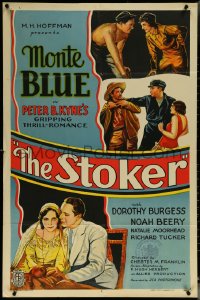 5y1402 STOKER style B 1sh 1932 great art of Monte Blue, Dorothy Burgess, Noah Beery, ultra rare!