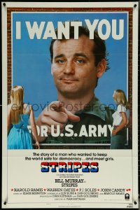 5y1406 STRIPES style B int'l 1sh 1981 Ivan Reitman classic military comedy, Bill Murray wants YOU!