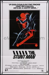 5y1408 STUNT MAN int'l 1sh 1980 Peter O'Toole, cool artwork of demon working movie camera!